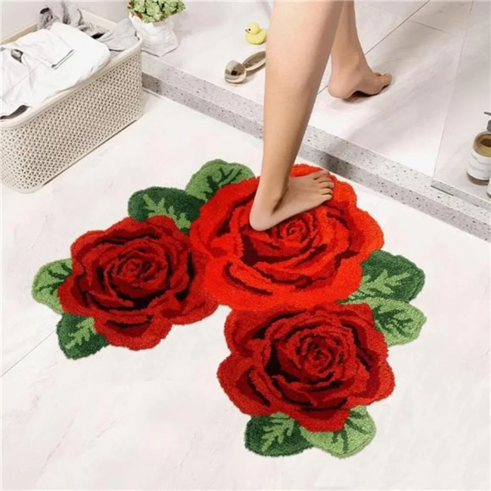 Red Rose Toilet Rug 23.6